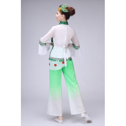 Costume chinese Ancient Traditional Plus Size Dress Chinese Yangko Dance Costume Folk Dance Costume Fan Dance costumes
